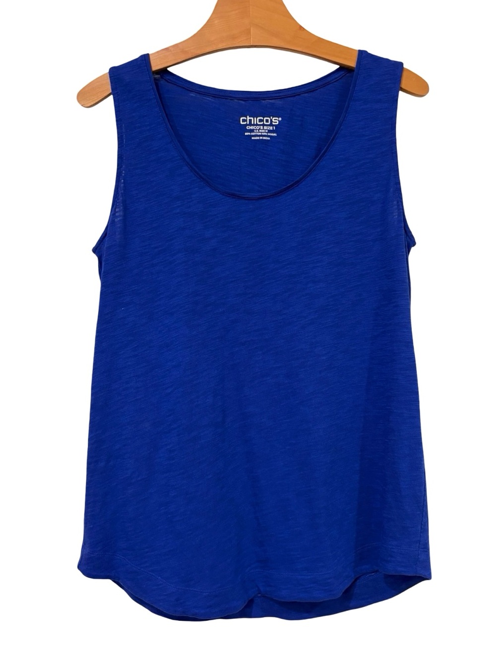 Chico's Size 1 Slub Knit Tank Top Scoop Neck Size Medium